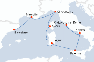 Itinéraire croisière Oceania Cruises au départ de Barcelone