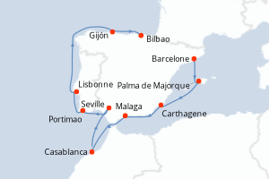 Itinéraire croisière Oceania Cruises au départ de Barcelone