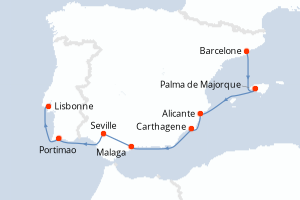 Itinéraire croisière Oceania Cruises au départ de Barcelone