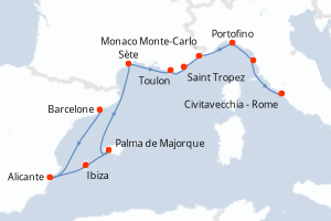 Itinéraire croisière Oceania Cruises au départ de Barcelone