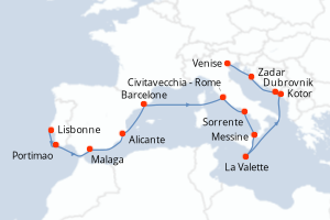 Itinéraire croisière Oceania Cruises au départ de Lisbonne