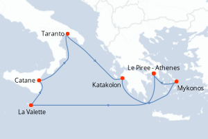 Itinéraire croisière Costa Croisières au départ de Le Piree - Athenes