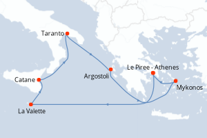 Itinéraire croisière Costa Croisières au départ de Le Piree - Athenes