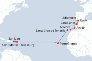 Itinéraire croisière Norwegian Cruise Line au départ de Lisbonne