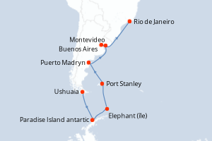 Itinéraire croisière Norwegian Cruise Line au départ de Ushuaia