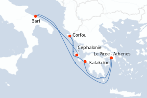 Itinéraire croisière MSC Croisières au départ de Le Piree - Athenes