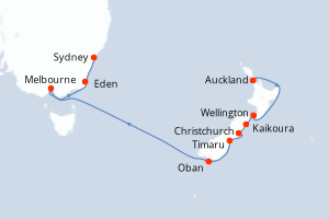 Itinéraire croisière Seabourn Cruise Line au départ de Auckland