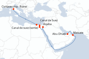 Itinéraire croisière MSC Croisières au départ de Abu Dhabi