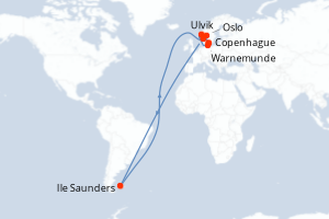 Itinéraire croisière MSC Croisières au départ de Copenhague