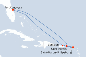 Itinéraire croisière Carnival au départ de Port Canaveral