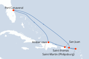 Itinéraire croisière Carnival au départ de Port Canaveral