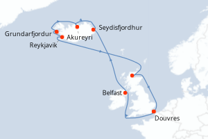 Itinéraire croisière Carnival au départ de Douvres