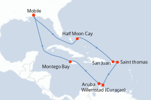 Itinéraire croisière Carnival au départ de Mobile