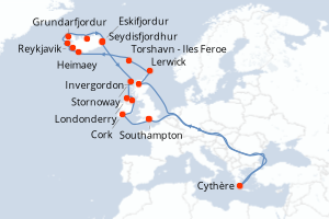 Itinéraire croisière Regent Seven Seas Cruises au départ de Southampton