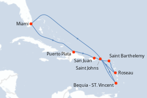 Itinéraire croisière Regent Seven Seas Cruises au départ de Miami