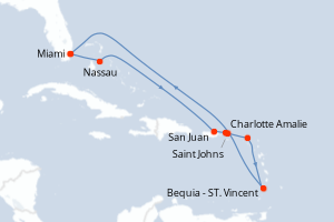 Itinéraire croisière Regent Seven Seas Cruises au départ de Miami