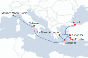 Itinéraire croisière Regent Seven Seas Cruises au départ de Monaco Monte-Carlo