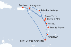 Itinéraire croisière Regent Seven Seas Cruises au départ de San Juan