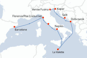 Itinéraire croisière Regent Seven Seas Cruises au départ de Barcelone