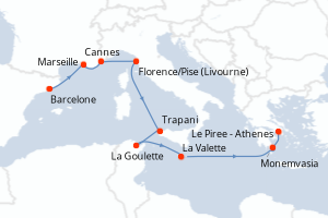 Itinéraire croisière Regent Seven Seas Cruises au départ de Barcelone