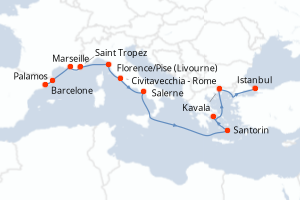 Itinéraire croisière Regent Seven Seas Cruises au départ de Barcelone