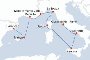 Itinéraire croisière Regent Seven Seas Cruises au départ de Barcelone