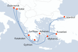 Itinéraire croisière Regent Seven Seas Cruises au départ de Le Piree - Athenes