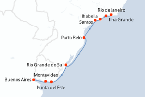 Itinéraire croisière Regent Seven Seas Cruises au départ de Rio de Janeiro