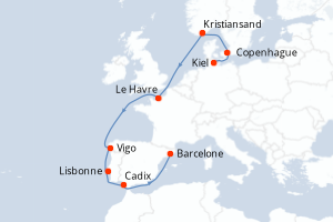 Itinéraire croisière Costa Croisières au départ de Kiel