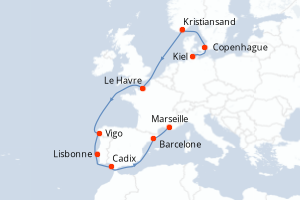 Itinéraire croisière Costa Croisières au départ de Kiel