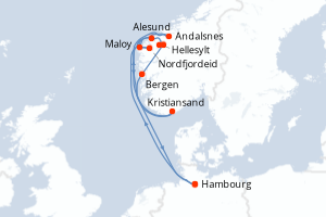 Itinéraire croisière Costa Croisières au départ de Hambourg