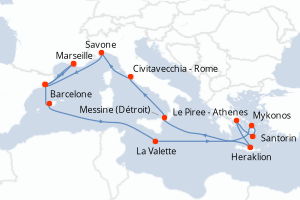 Itinéraire croisière Costa Croisières au départ de Marseille