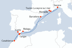 Itinéraire croisière Costa Croisières au départ de Marseille