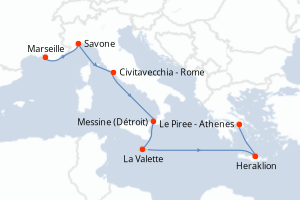 Itinéraire croisière Costa Croisières au départ de Marseille