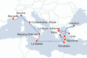 Itinéraire croisière Costa Croisières au départ de Marseille