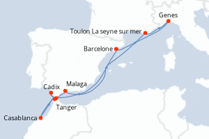 Itinéraire croisière Costa Croisières au départ de Barcelone