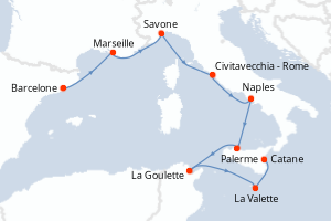 Itinéraire croisière Costa Croisières au départ de Barcelone