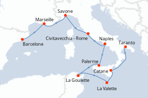 Itinéraire croisière Costa Croisières au départ de Barcelone