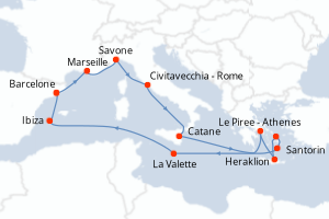 Itinéraire croisière Costa Croisières au départ de Barcelone