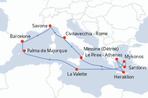 Itinéraire croisière Costa Croisières au départ de Barcelone