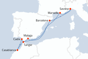 Itinéraire croisière Costa Croisières au départ de Savone