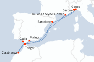 Itinéraire croisière Costa Croisières au départ de Savone