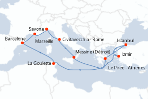 Itinéraire croisière Costa Croisières au départ de Savone