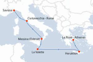 Itinéraire croisière Costa Croisières au départ de Savone