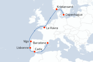 Itinéraire croisière Costa Croisières au départ de Copenhague