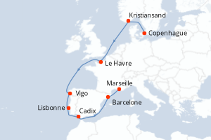 Itinéraire croisière Costa Croisières au départ de Copenhague