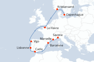 Itinéraire croisière Costa Croisières au départ de Copenhague