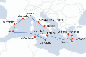 Itinéraire croisière Costa Croisières au départ de Catane