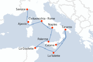 Itinéraire croisière Costa Croisières au départ de Catane