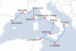 Itinéraire croisière Costa Croisières au départ de Taranto